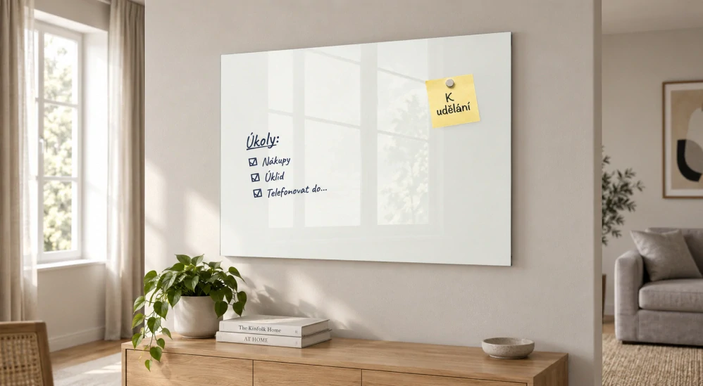 Skleněná magnetická tabule popisovatelná Krémová bílá