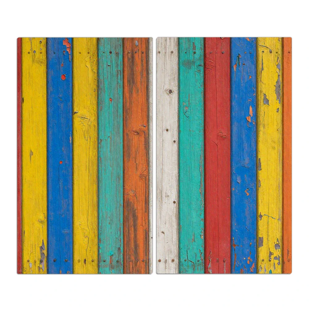 Skleněná ochranná deska za sporák a linku – Barevná prkna | 2 × 30 × 52 cm (sada 2 ks)