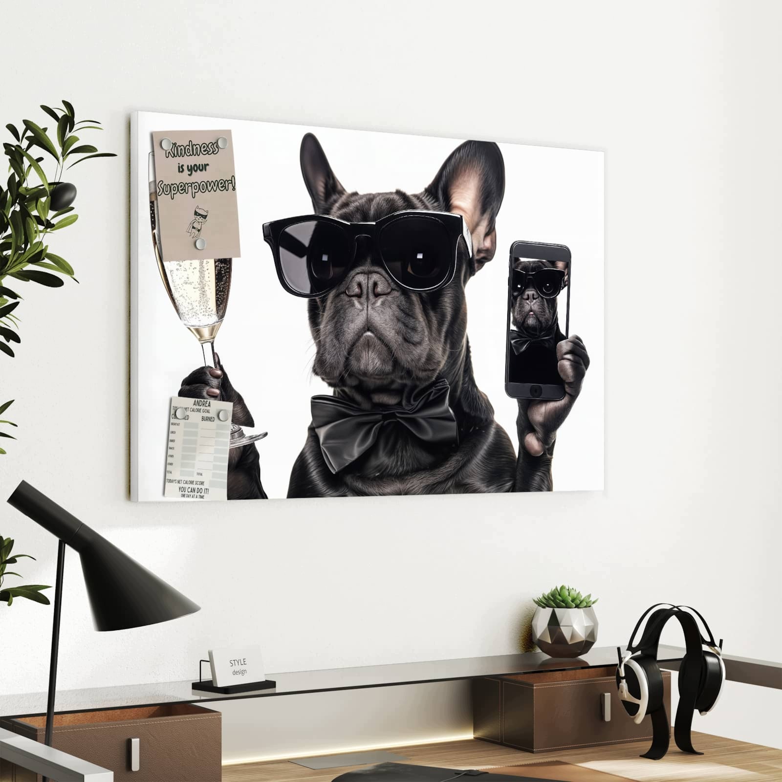 Magnetická tabule – obraz na zeď Pes v brýlích | 60 × 40 cm