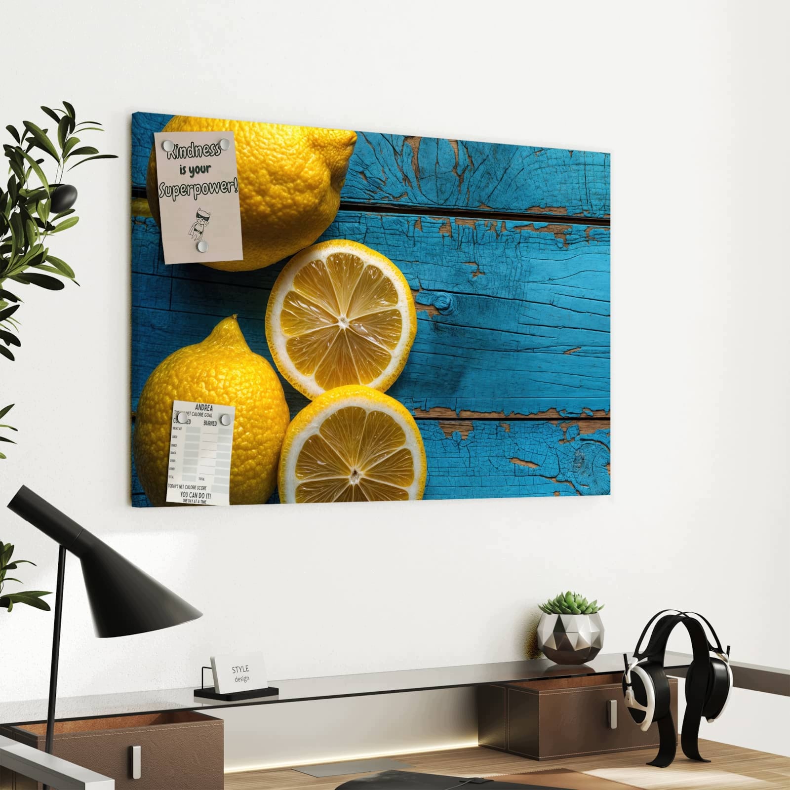 Magnetická tabule – obraz na zeď Citron na dřevě | 60 × 40 cm