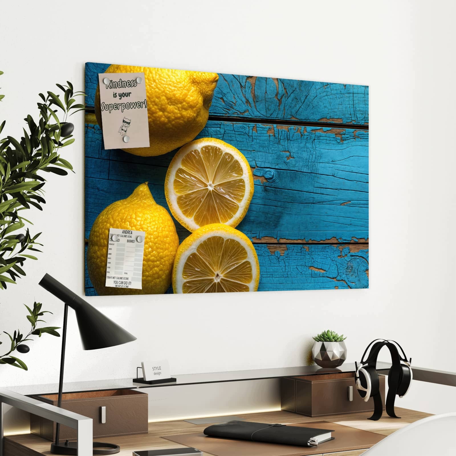 Magnetická tabule – obraz na zeď Citron na dřevě | 90 × 60 cm