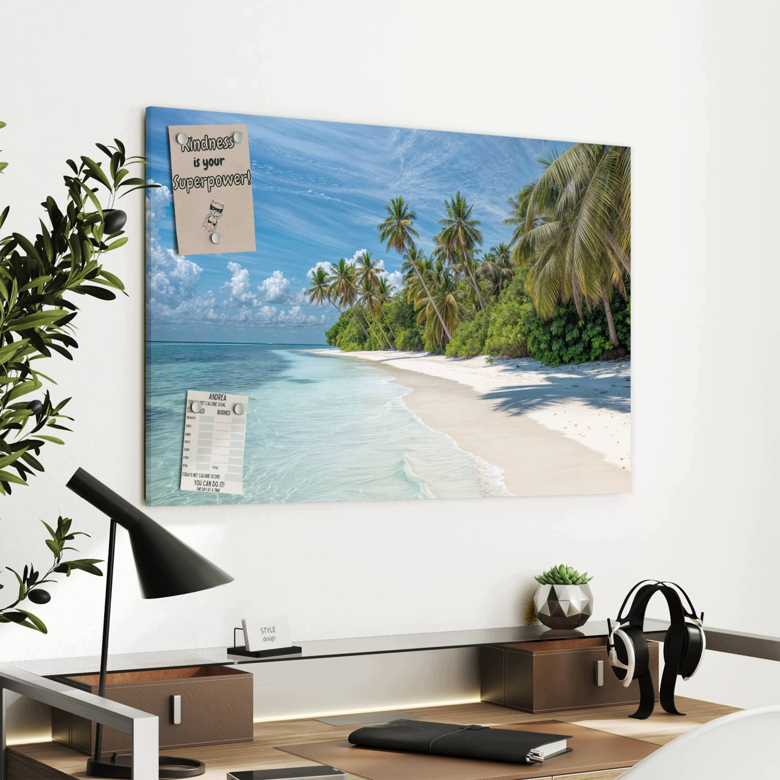 Magnetická tabule – obraz na zeď Palmy na vysněné pláži | 90 × 60 cm
