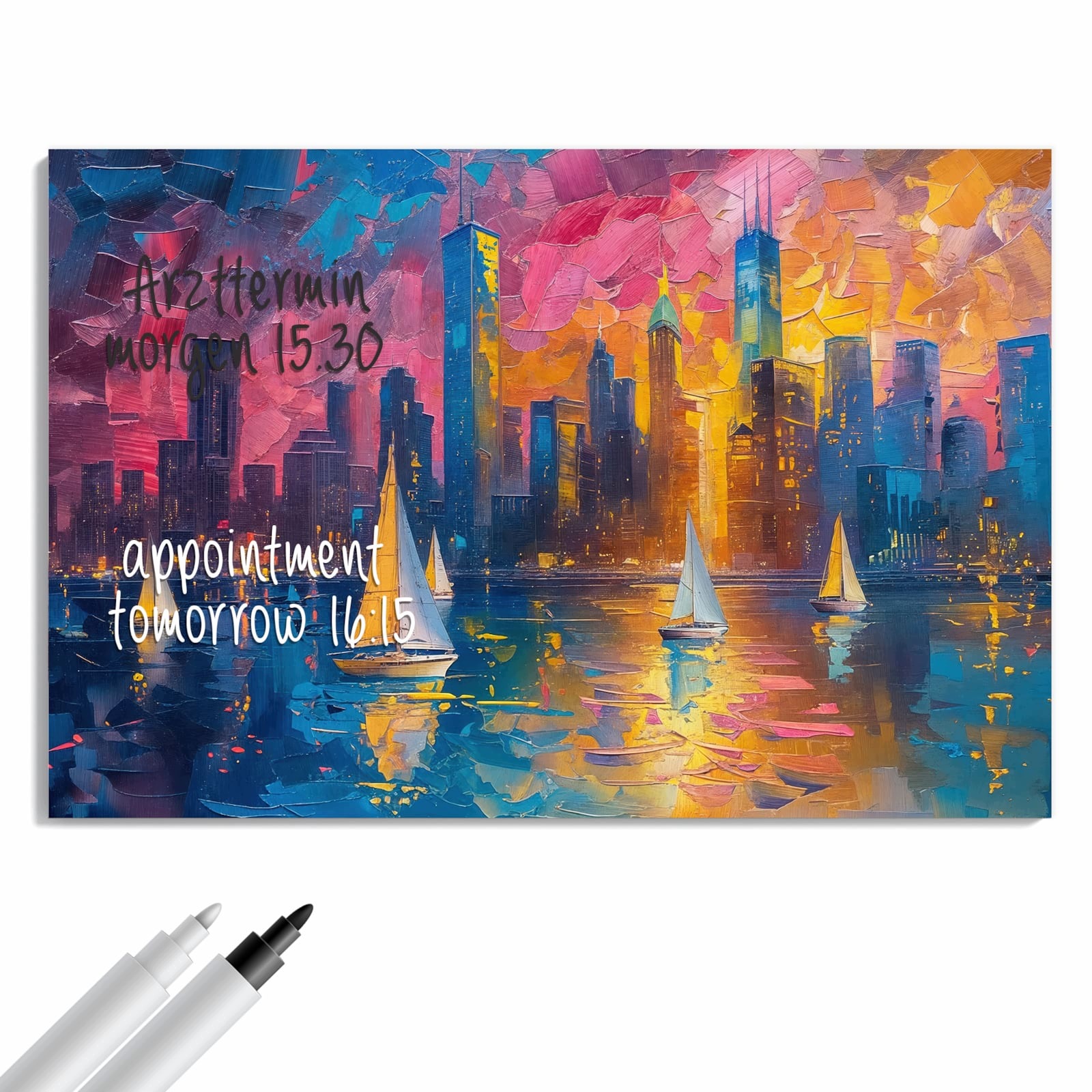 Magnetická tabule – obraz na zeď Přístavní město v noci | 60 × 40 cm