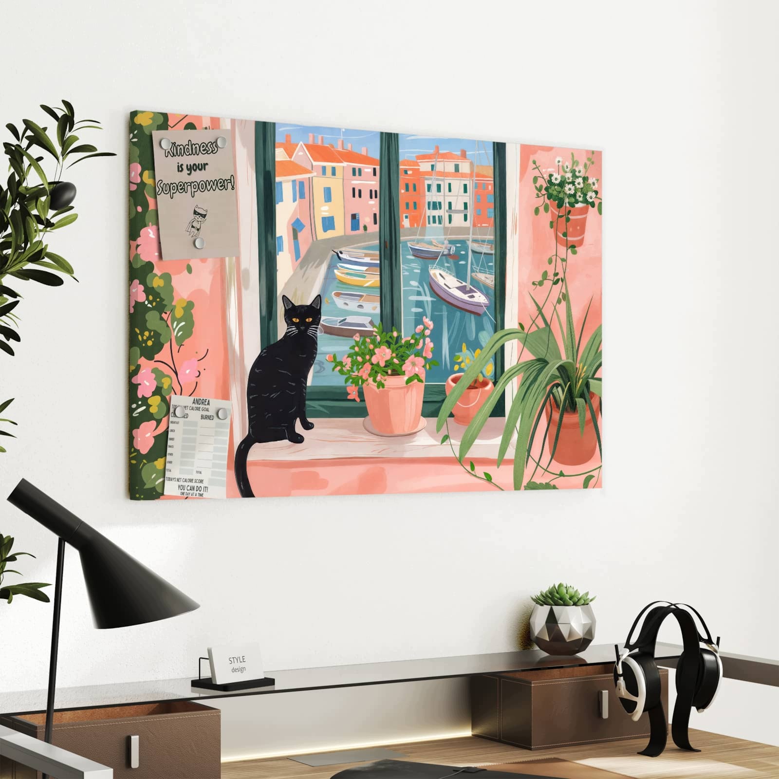 Magnetická tabule – obraz na zeď Kočka u okna | 60 × 40 cm