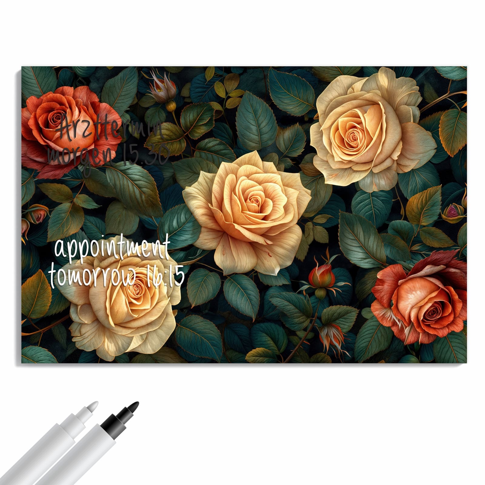 Magnetická tabule – obraz na zeď Růžový květinový vzor | 90 × 60 cm