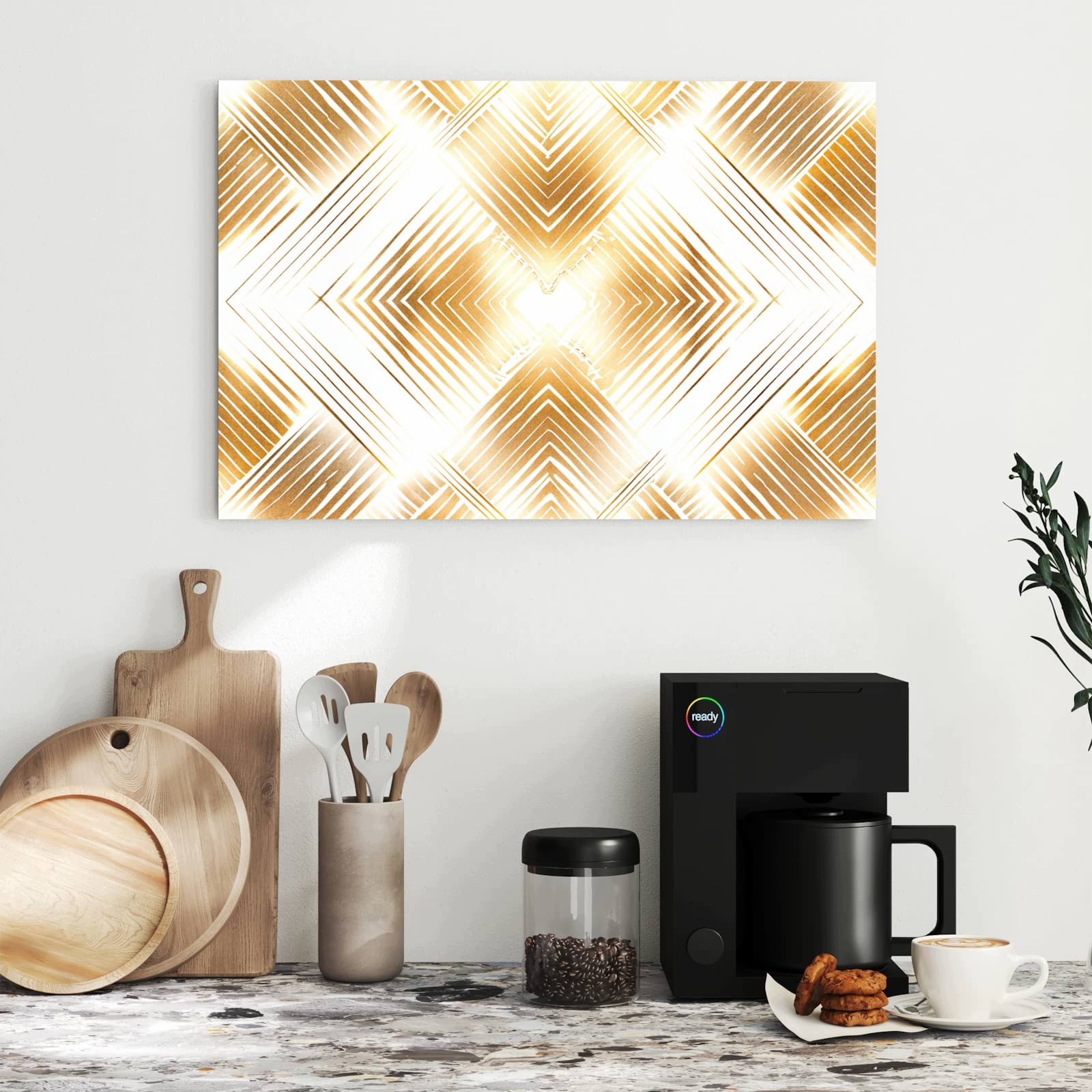 Magnetická tabule – obraz na zeď Zlatý trojúhelníkový vzor | 60 × 40 cm