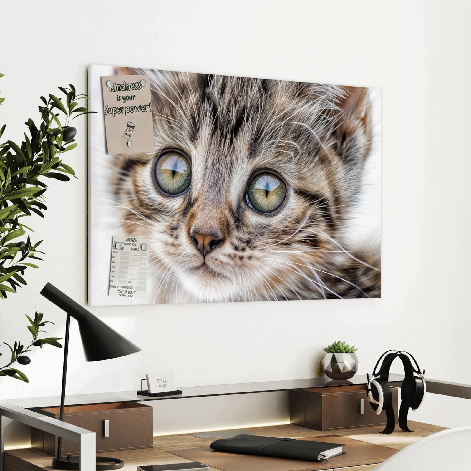 Magnetická tabule – obraz na zeď Zvědavé kotě | 90 × 60 cm