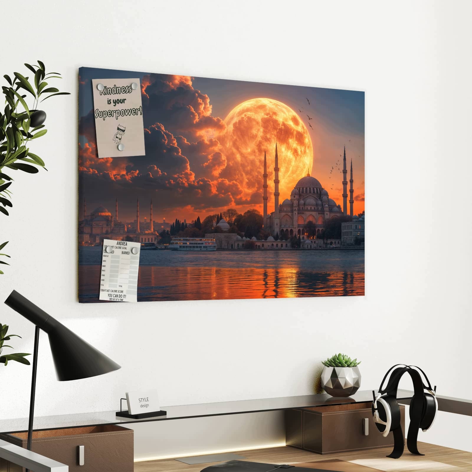 Magnetická tabule – obraz na zeď Měsíc nad Istanbulem | 60 × 40 cm