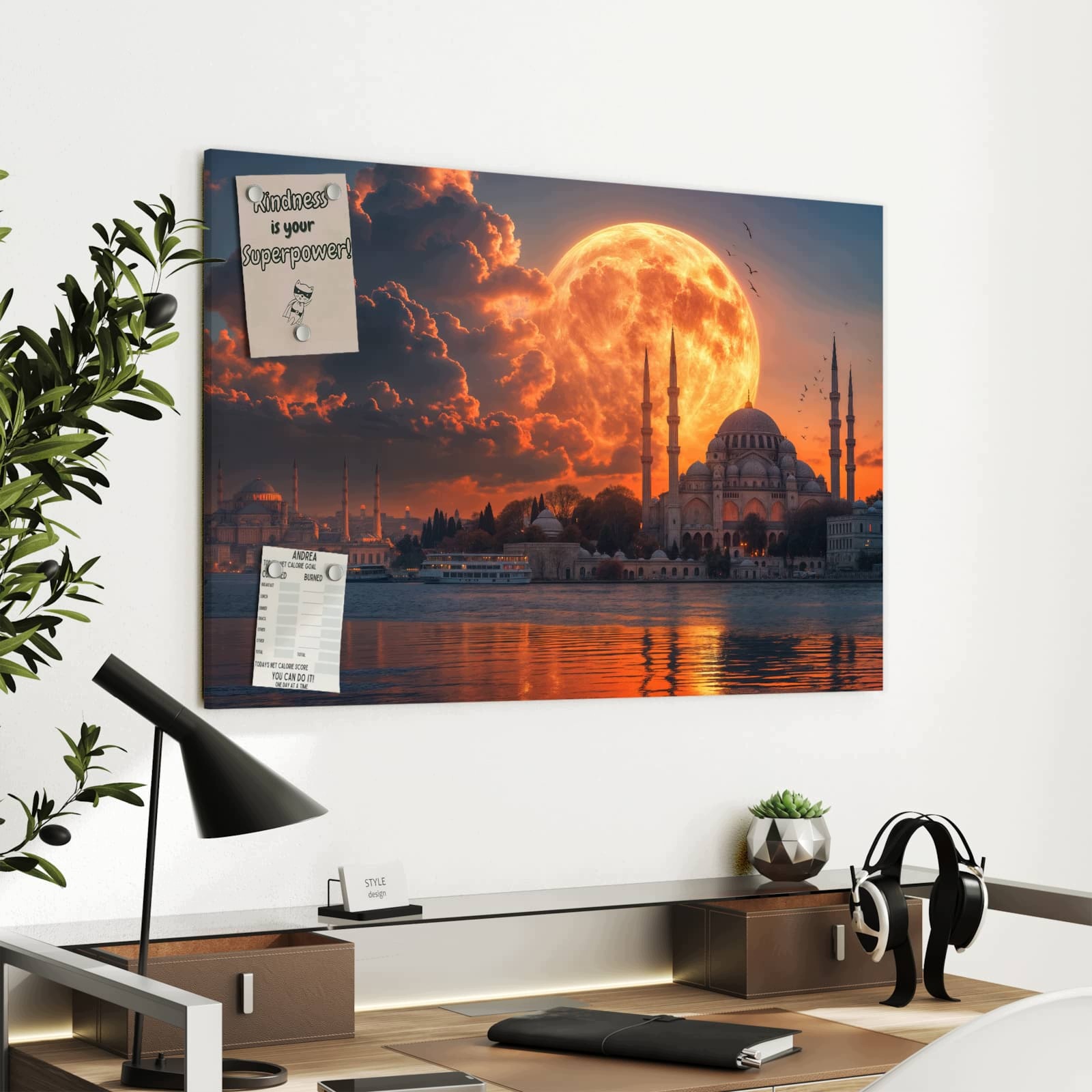 Magnetická tabule – obraz na zeď Měsíc nad Istanbulem | 90 × 60 cm