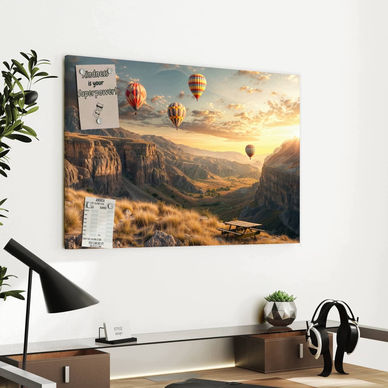Magnetická tabule – obraz na zeď Krajina s balóny | 60 × 40 cm
