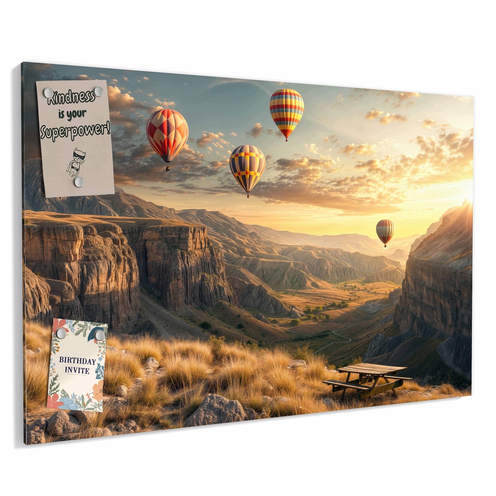Magnetická tabule – obraz na zeď Krajina s balóny | 60 × 40 cm