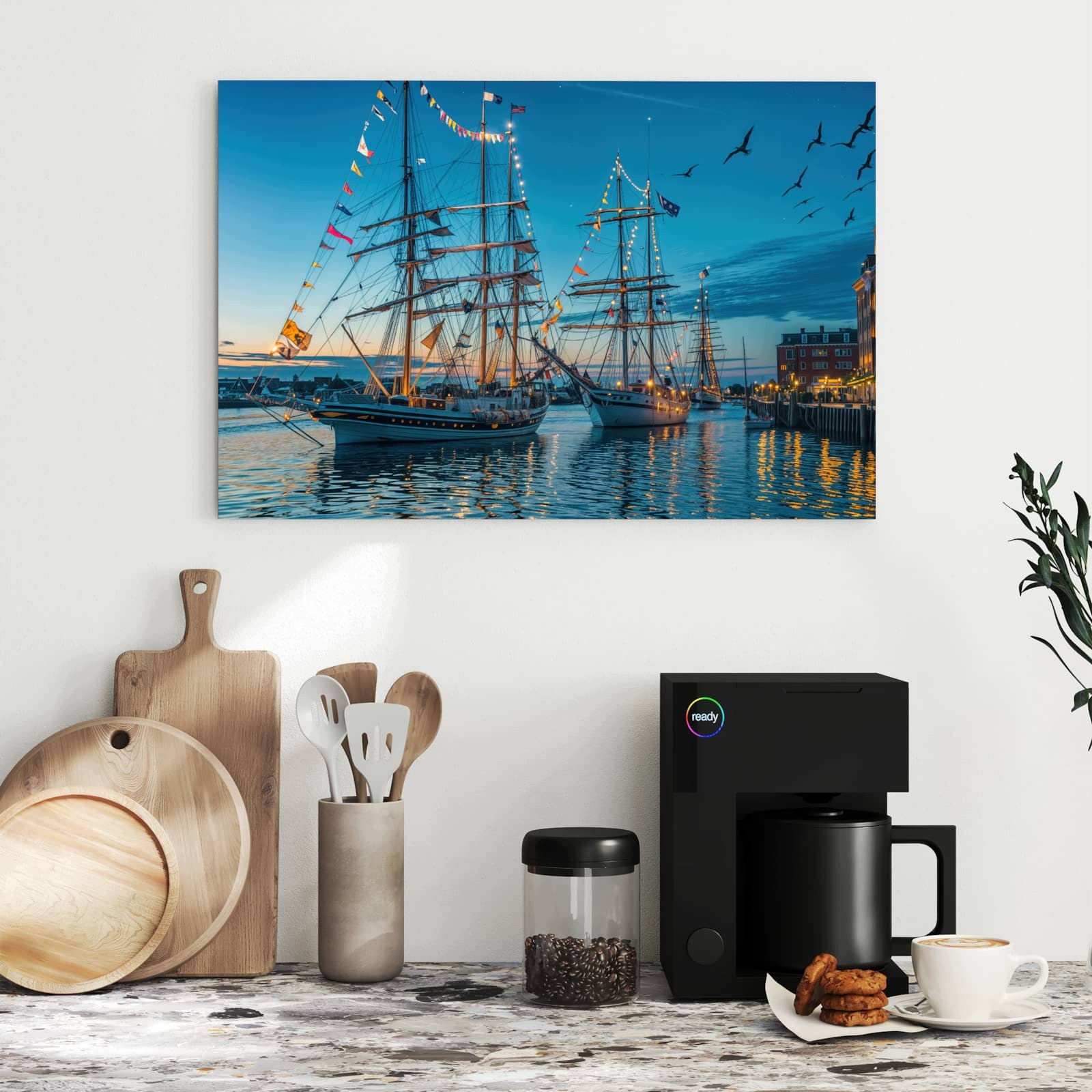 Magnetická tabule – obraz na zeď Lodě v přístavu | 60 × 40 cm
