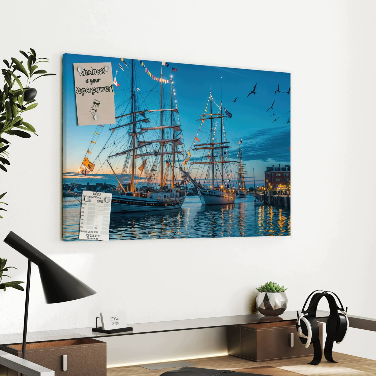 Magnetická tabule – obraz na zeď Lodě v přístavu | 60 × 40 cm