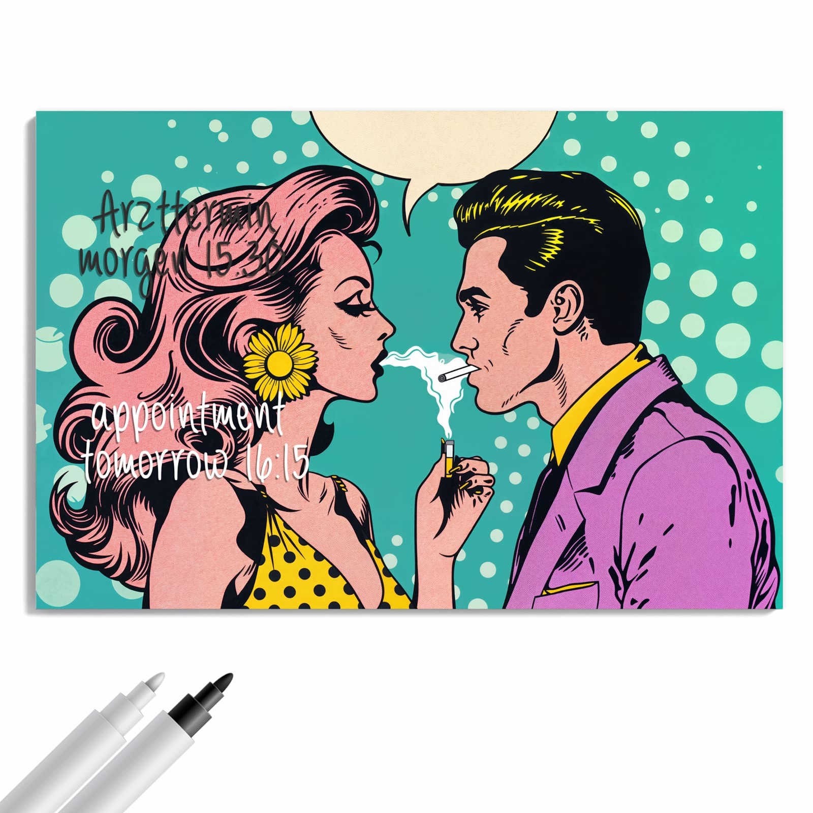 Magnetická tabule – obraz na zeď Retro pop umění dvojice | 90 × 60 cm
