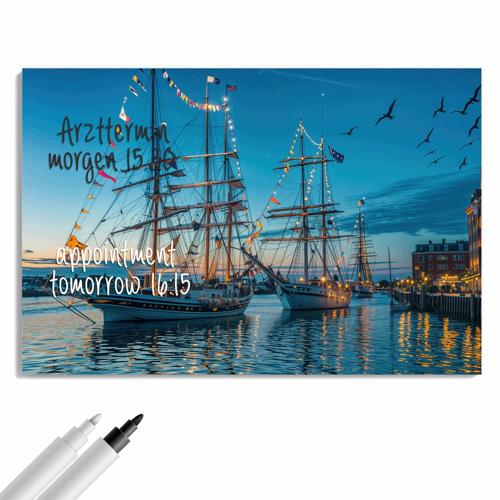 Magnetická tabule – obraz na zeď Lodě v přístavu | 90 × 60 cm