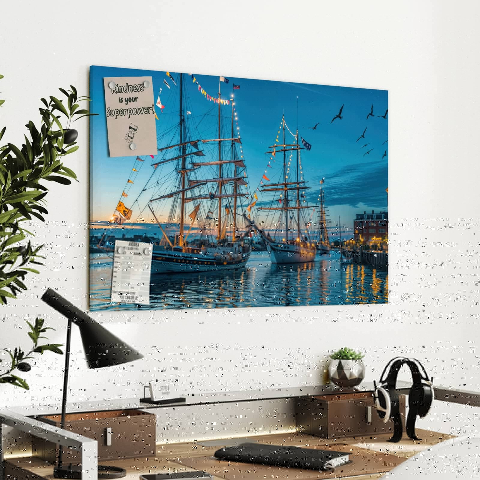 Magnetická tabule – obraz na zeď Lodě v přístavu | 90 × 60 cm