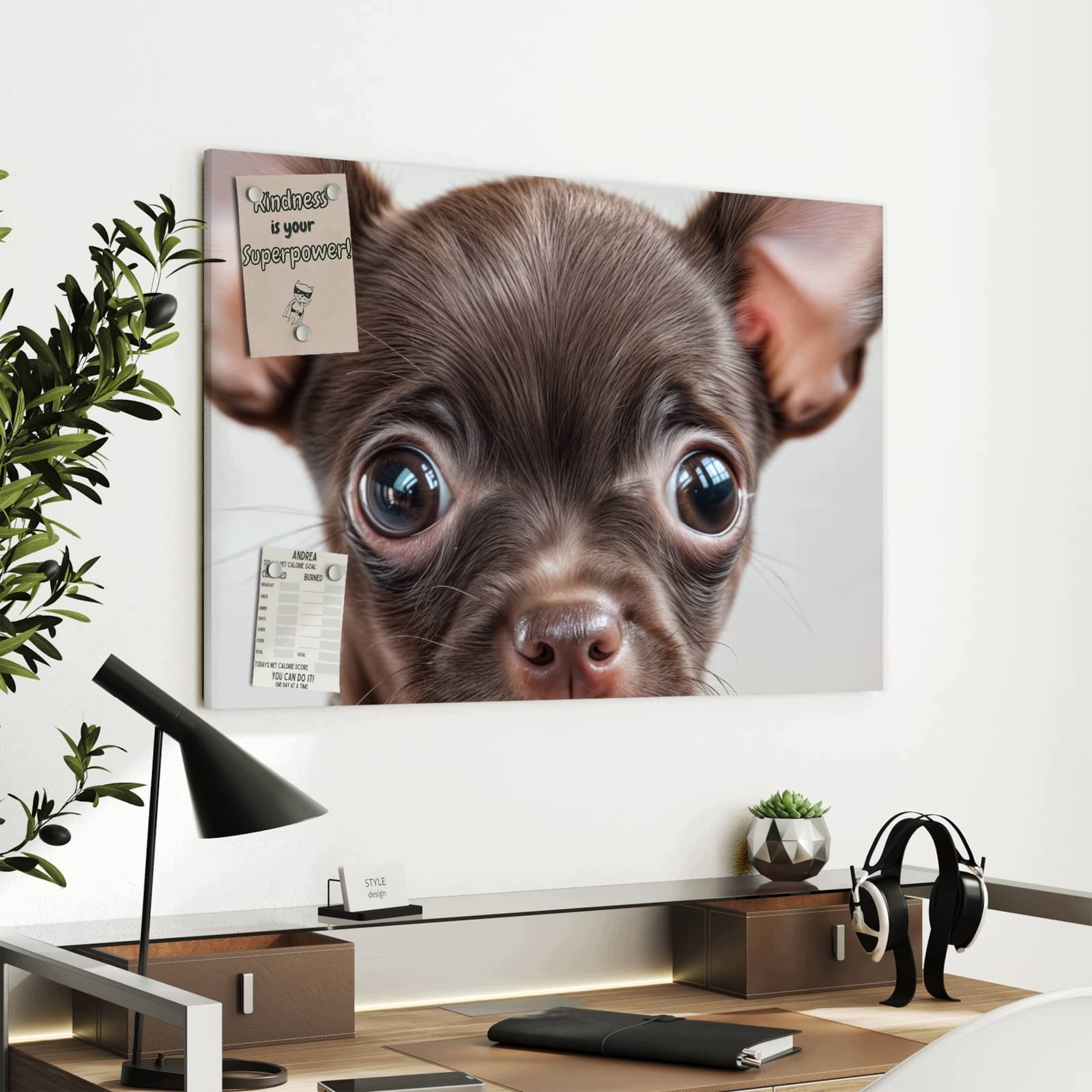 Magnetická tabule – obraz na zeď Roztomilý pohled štěněte | 90 × 60 cm