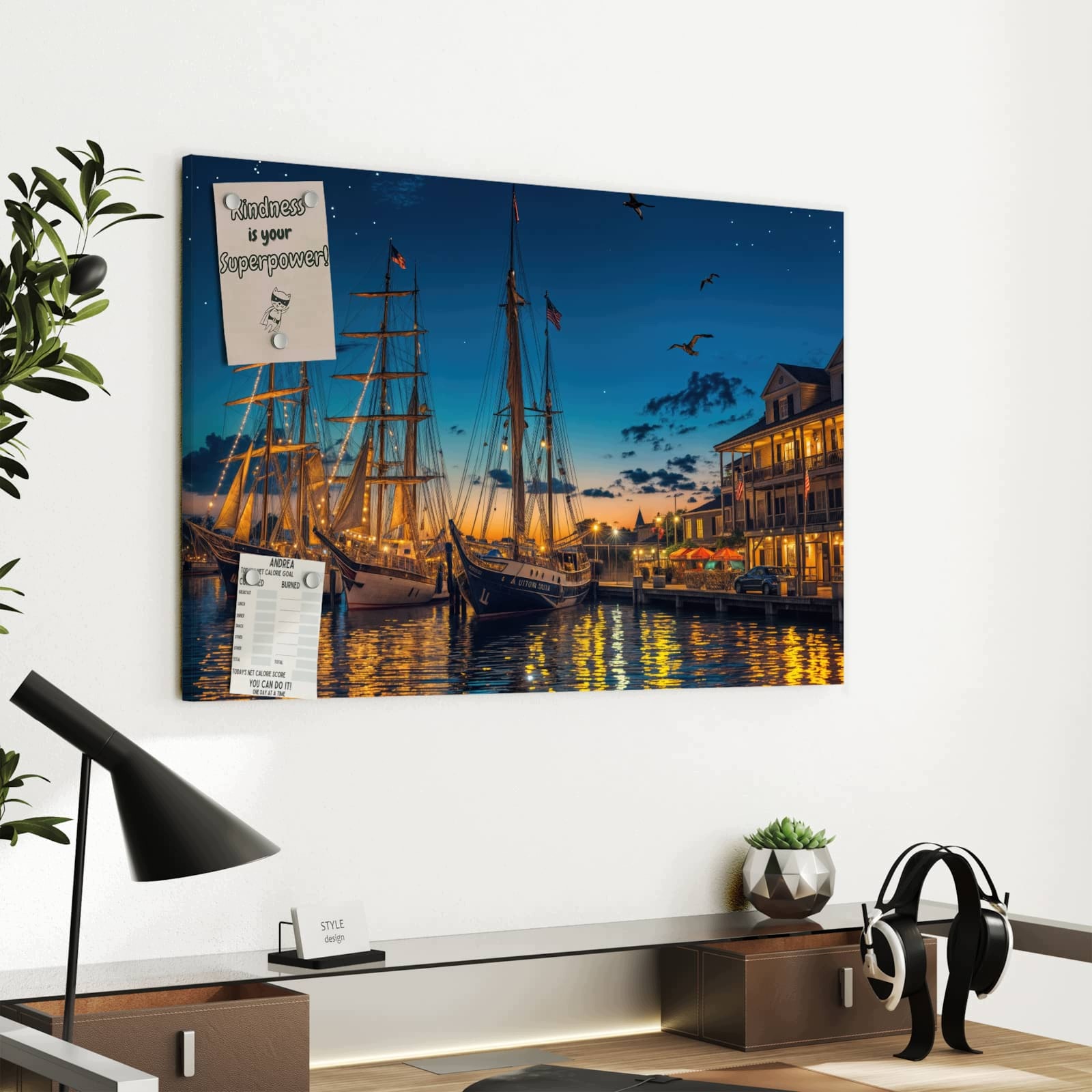 Magnetická tabule – obraz na zeď Noční přístav | 60 × 40 cm