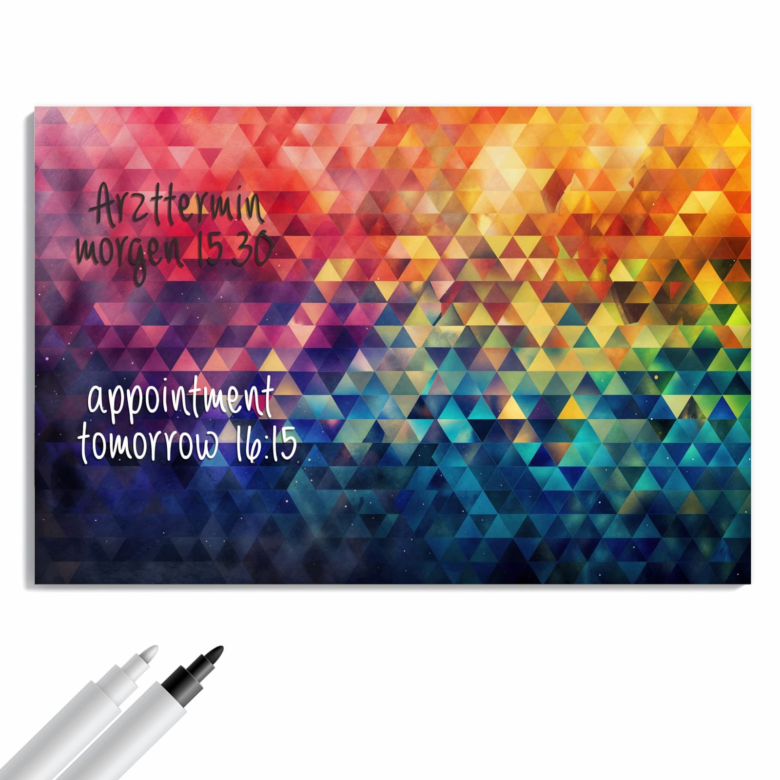 Magnetická tabule – obraz na zeď Barevné trojúhelníky | 60 × 40 cm