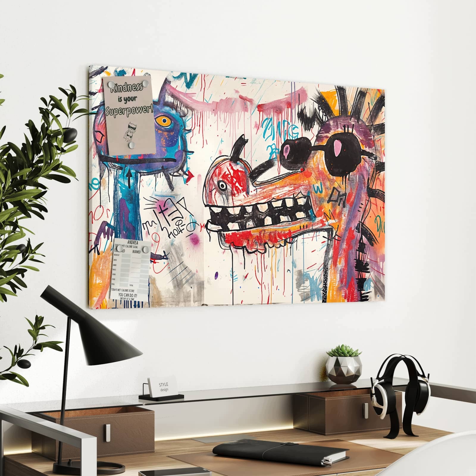 Magnetická tabule – obraz na zeď Barevné trojúhelníky | 60 × 40 cm