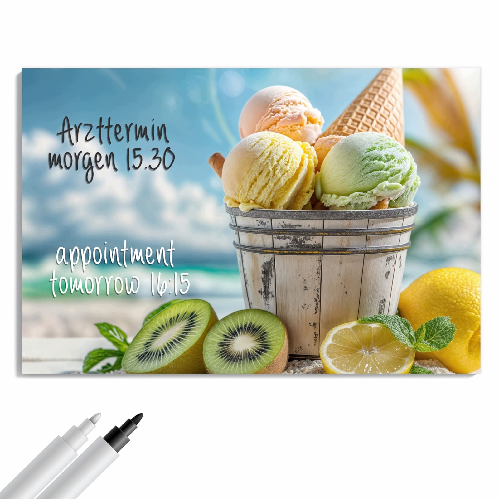 Magnetická tabule – obraz na zeď Barevná zmrzlina na pláži | 90 × 60 cm