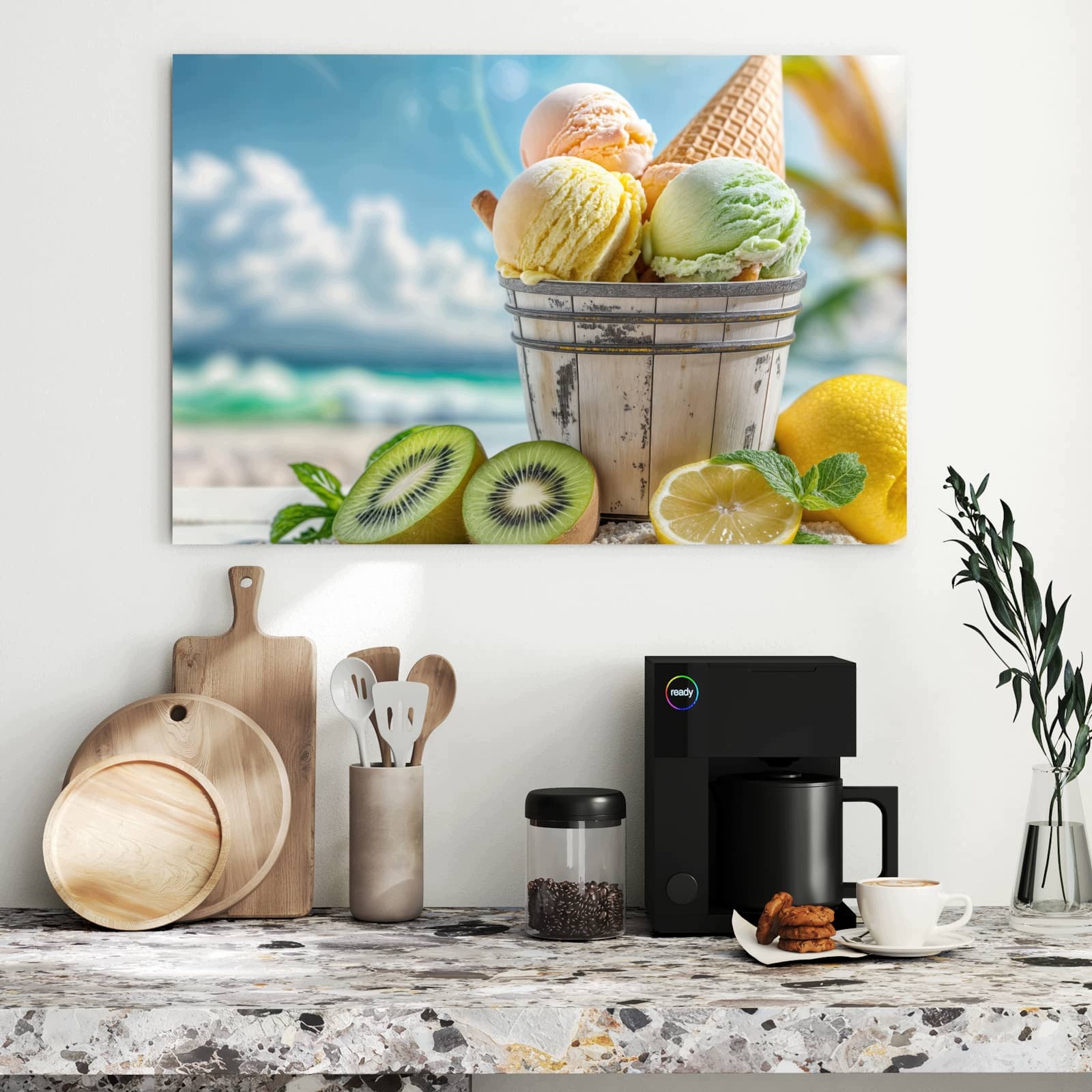 Magnetická tabule – obraz na zeď Barevná zmrzlina na pláži | 90 × 60 cm