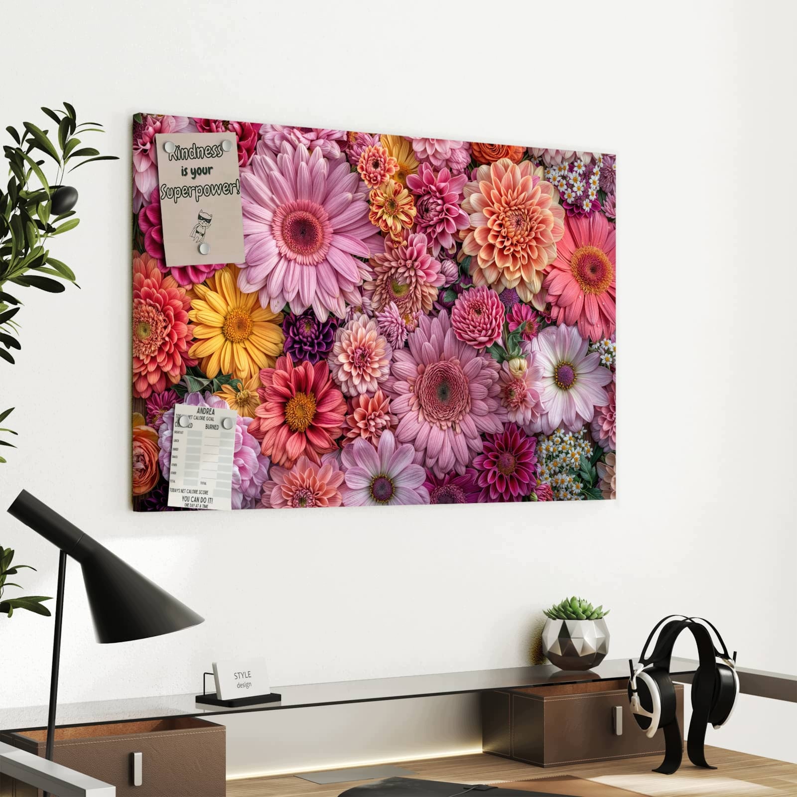 Magnetická tabule – obraz na zeď Barevná nádhera květin | 60 × 40 cm