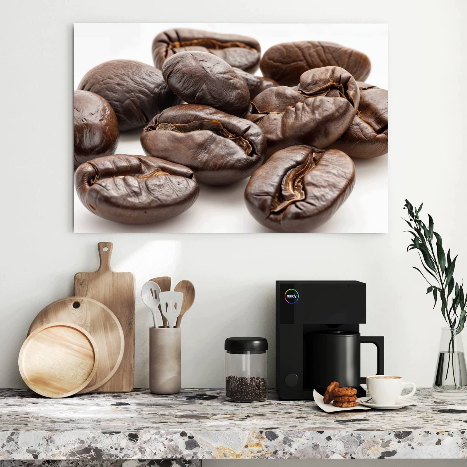 Magnetická tabule – obraz na zeď Tiché zátiší se zrnky kávy | 90 × 60 cm