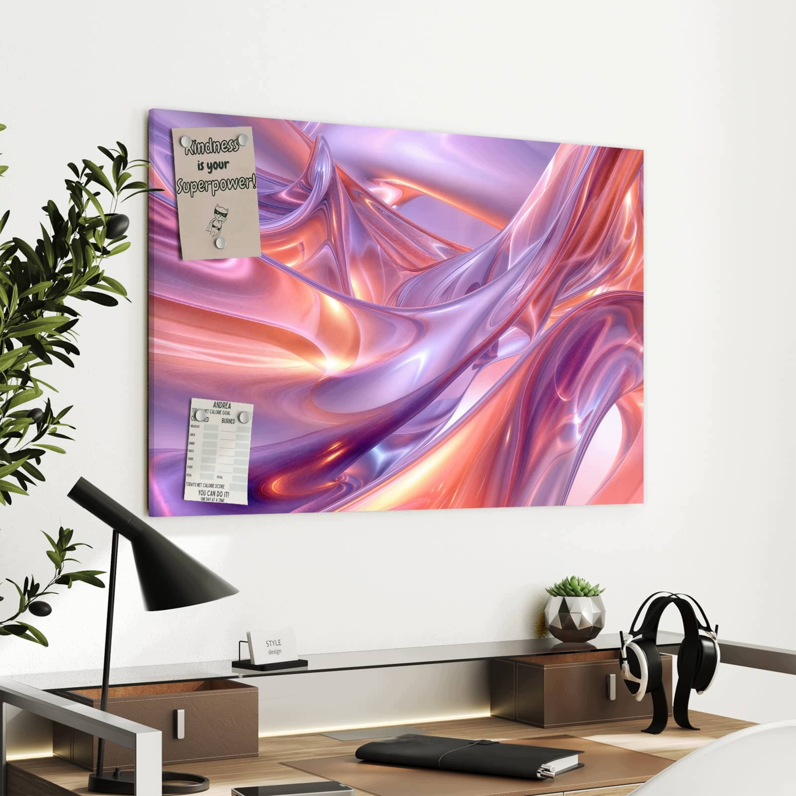 Magnetická tabule – obraz na zeď Abstraktní tvar vlny | 90 × 60 cm