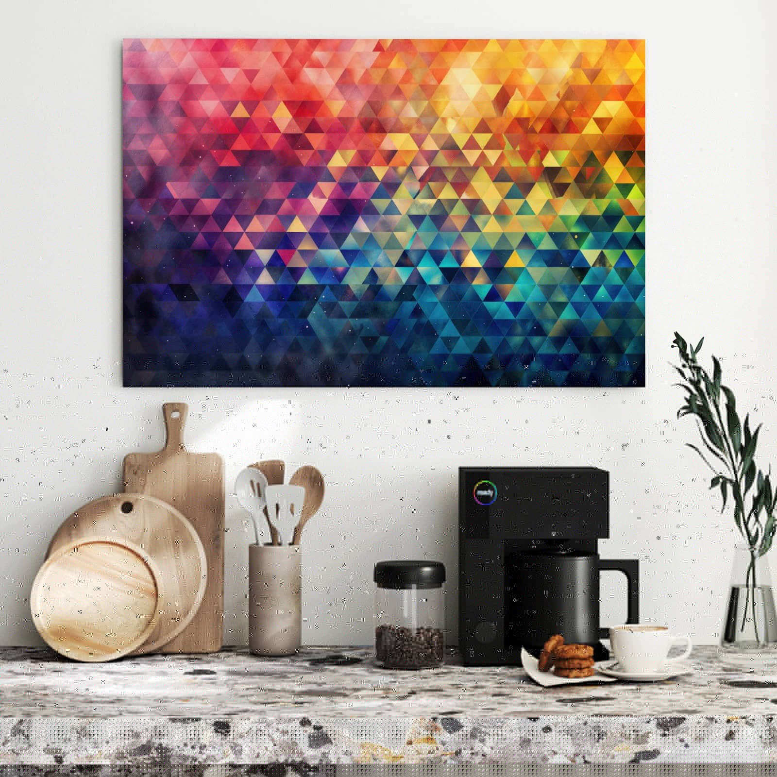 Magnetická tabule – obraz na zeď Barevné trojúhelníky | 90 × 60 cm