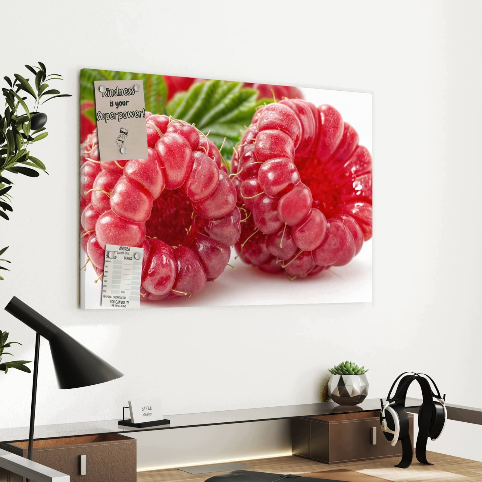Magnetická tabule – obraz na zeď Šťavnaté maliny – detail | 60 × 40 cm