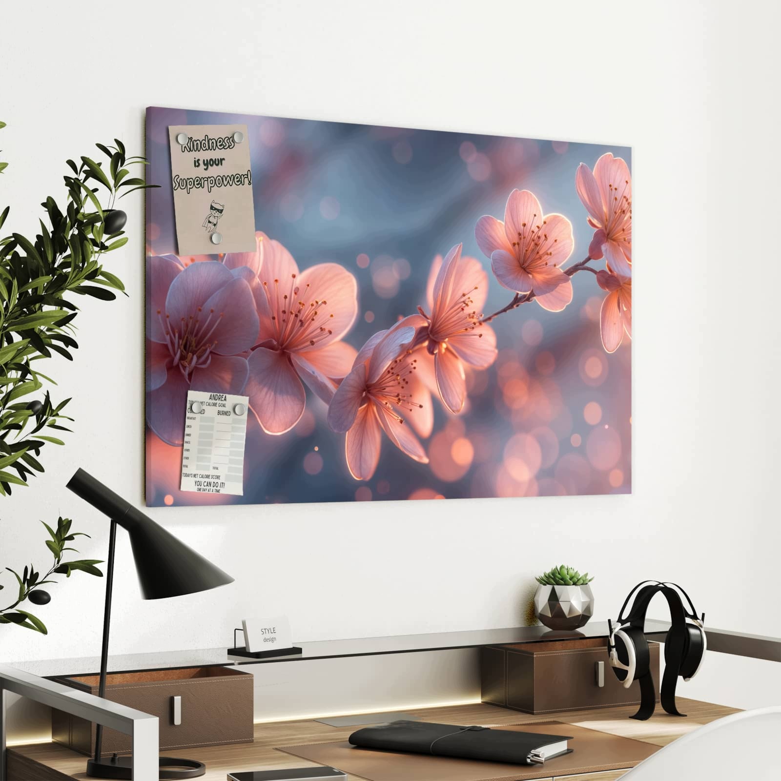 Magnetická tabule – obraz na zeď Kvetoucí větvička | 90 × 60 cm