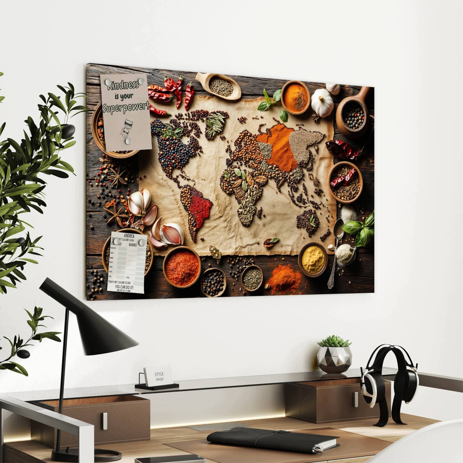Magnetická tabule – obraz na zeď Mapa světa vintage | 90 × 60 cm