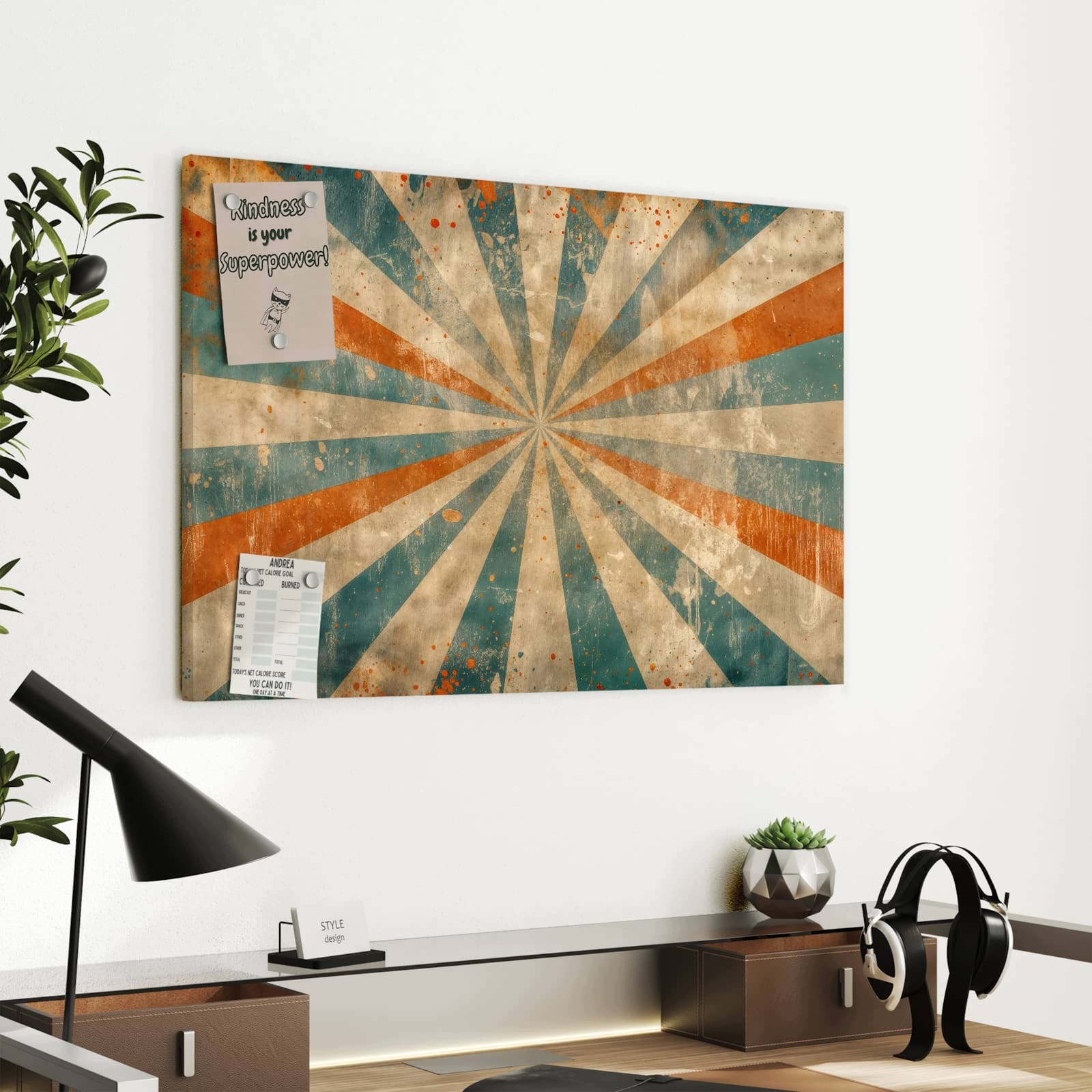 Magnetická tabule – obraz na zeď Retro paprsky design | 60 × 40 cm