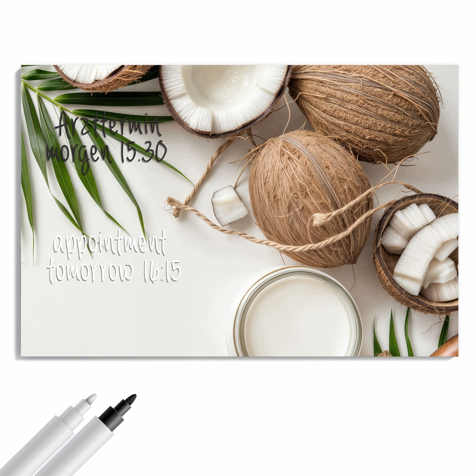 Magnetická tabule – obraz na zeď Kokosy a listy | 90 × 60 cm