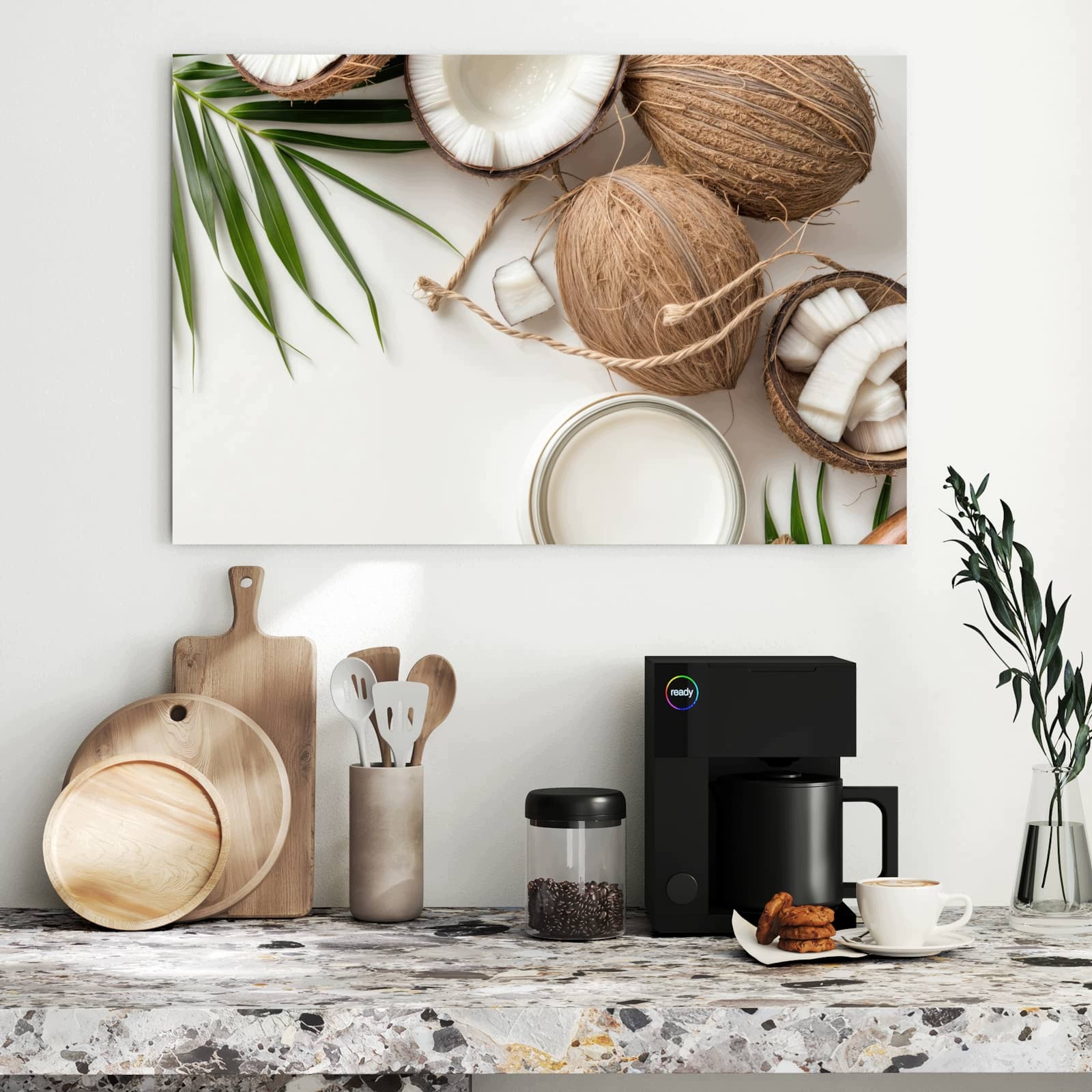 Magnetická tabule – obraz na zeď Kokosy a listy | 90 × 60 cm