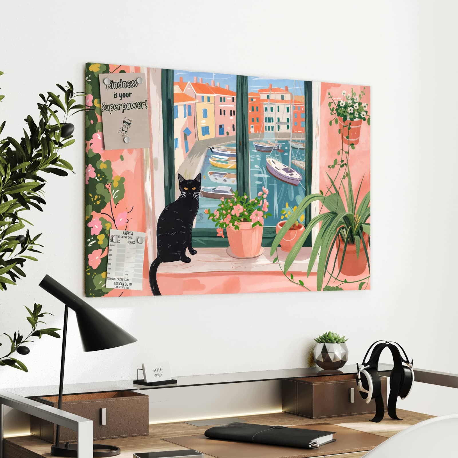 Magnetická tabule – obraz na zeď Kočka u okna | 90 × 60 cm