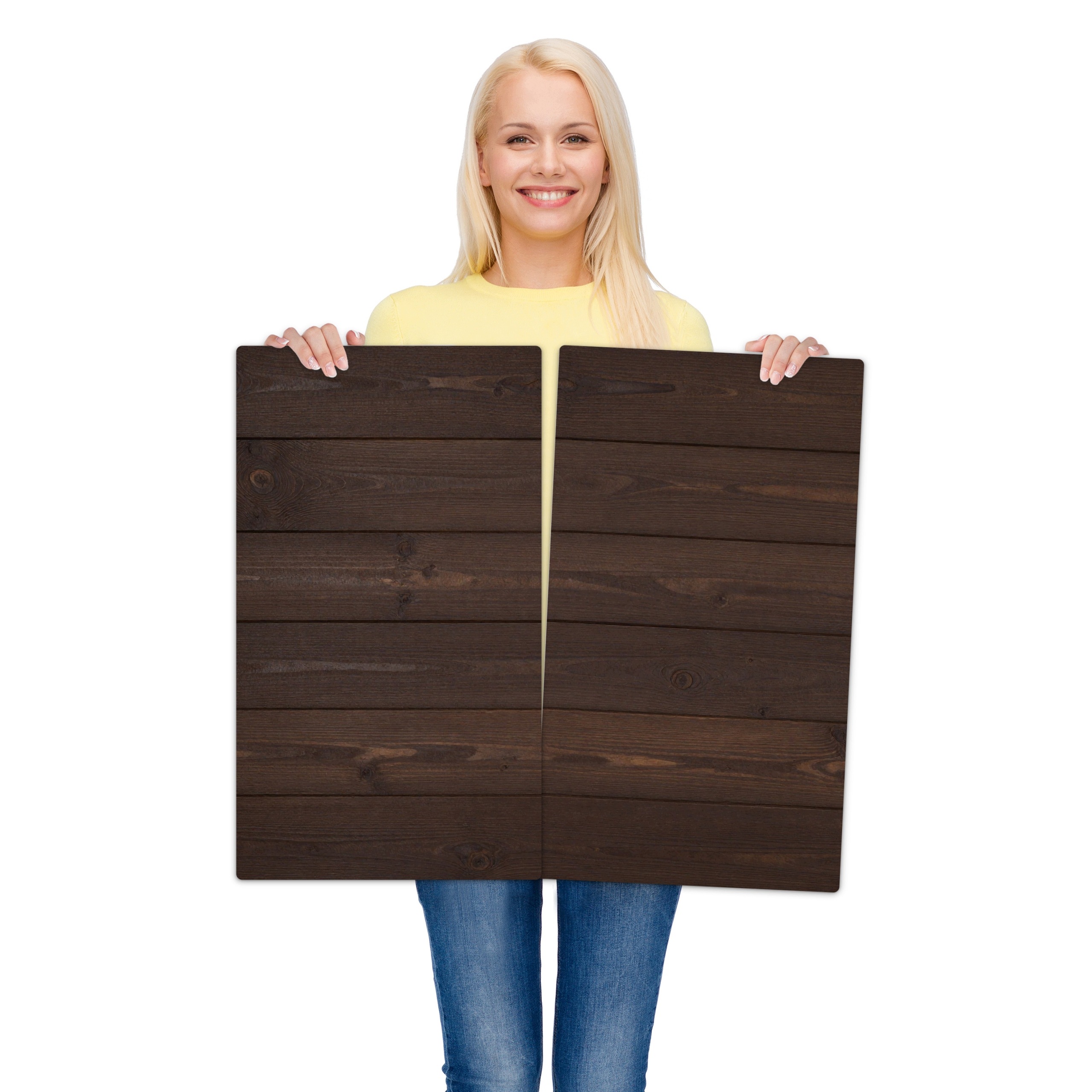 Skleněná ochranná deska za sporák a linku – Tmavé dřevo | 2 × 30 × 52 cm (sada 2 ks)
