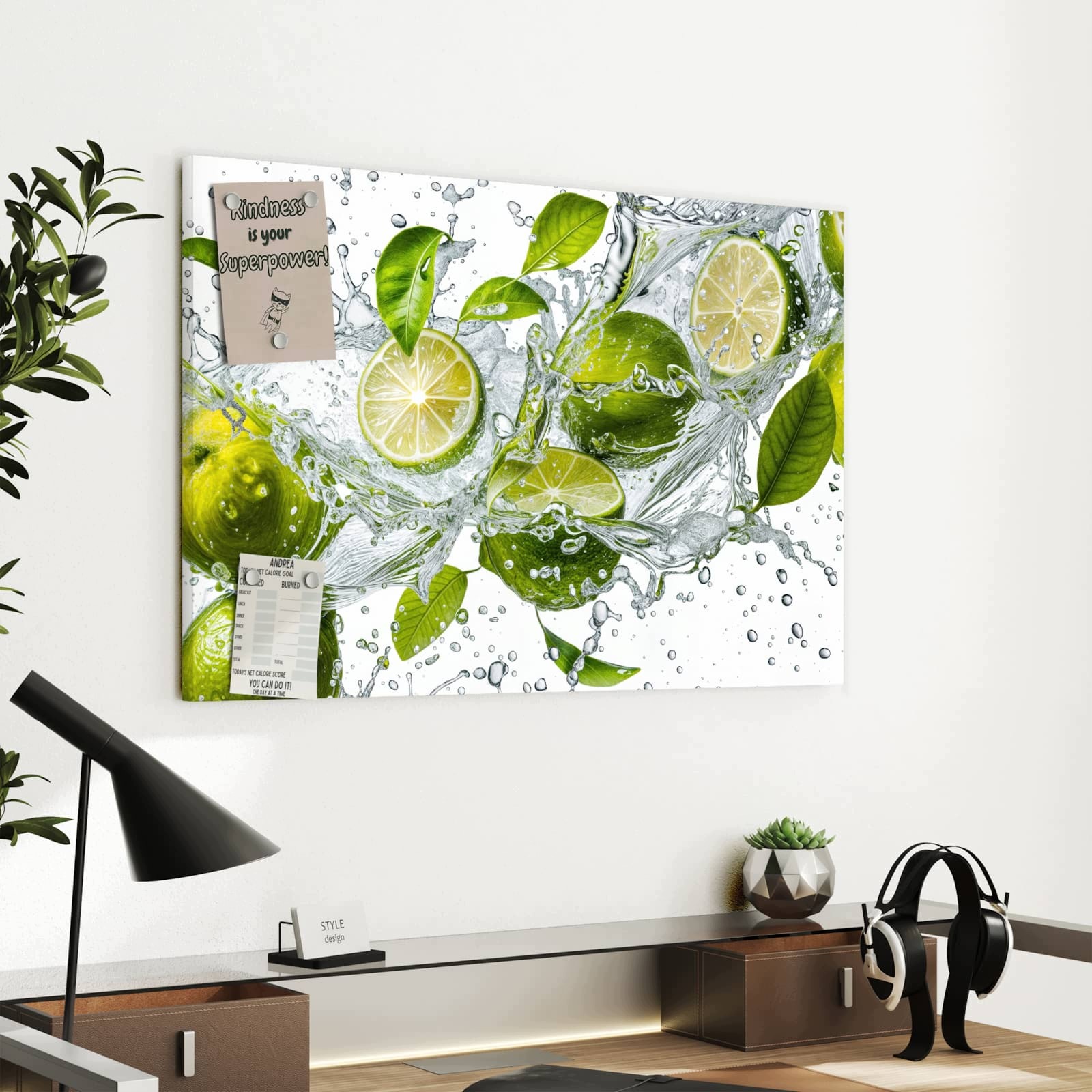 Magnetická tabule – obraz na zeď Jablko s cákanci šťávy | 90 × 60 cm