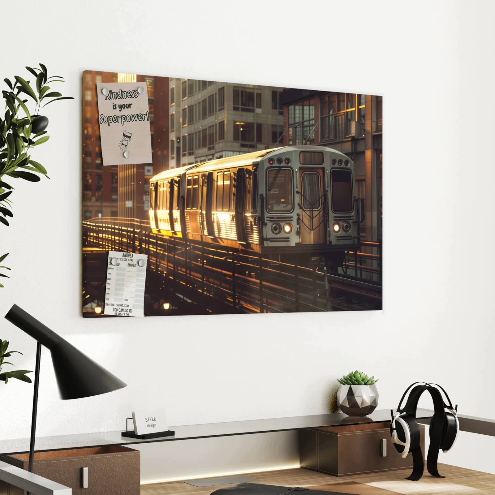 Magnetická tabule – obraz na zeď Městský vlak při západu slunce | 60 × 40 cm