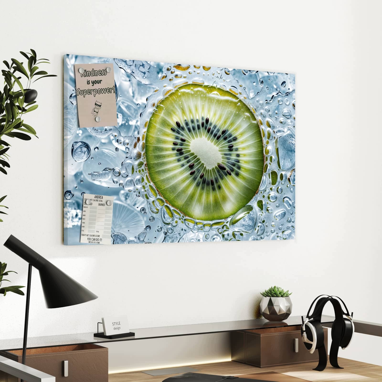 Magnetická tabule – obraz na zeď Kiwi led – motiv 1 | 60 × 40 cm