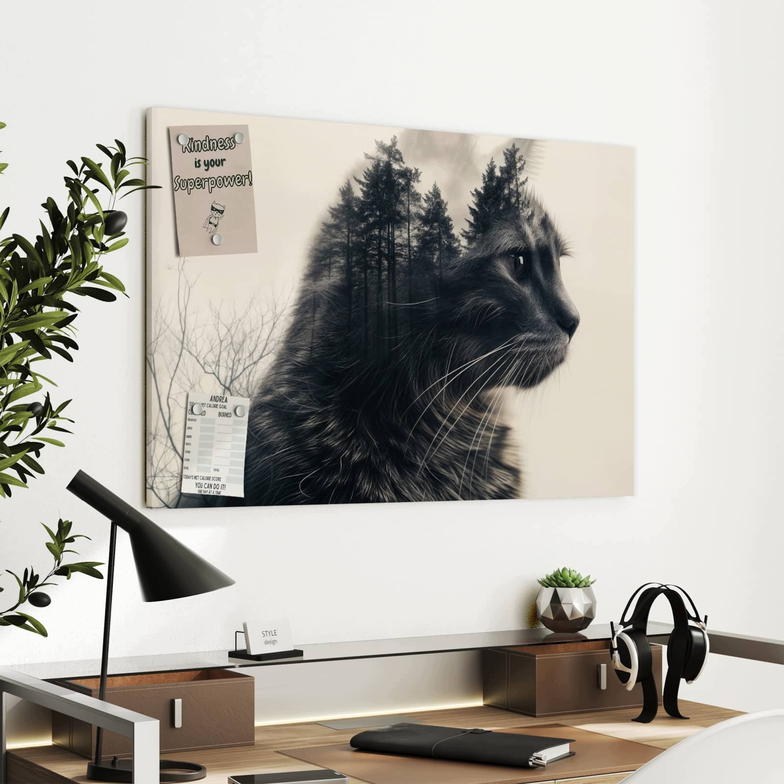 Magnetická tabule – obraz na zeď Lesní kočka | 90 × 60 cm