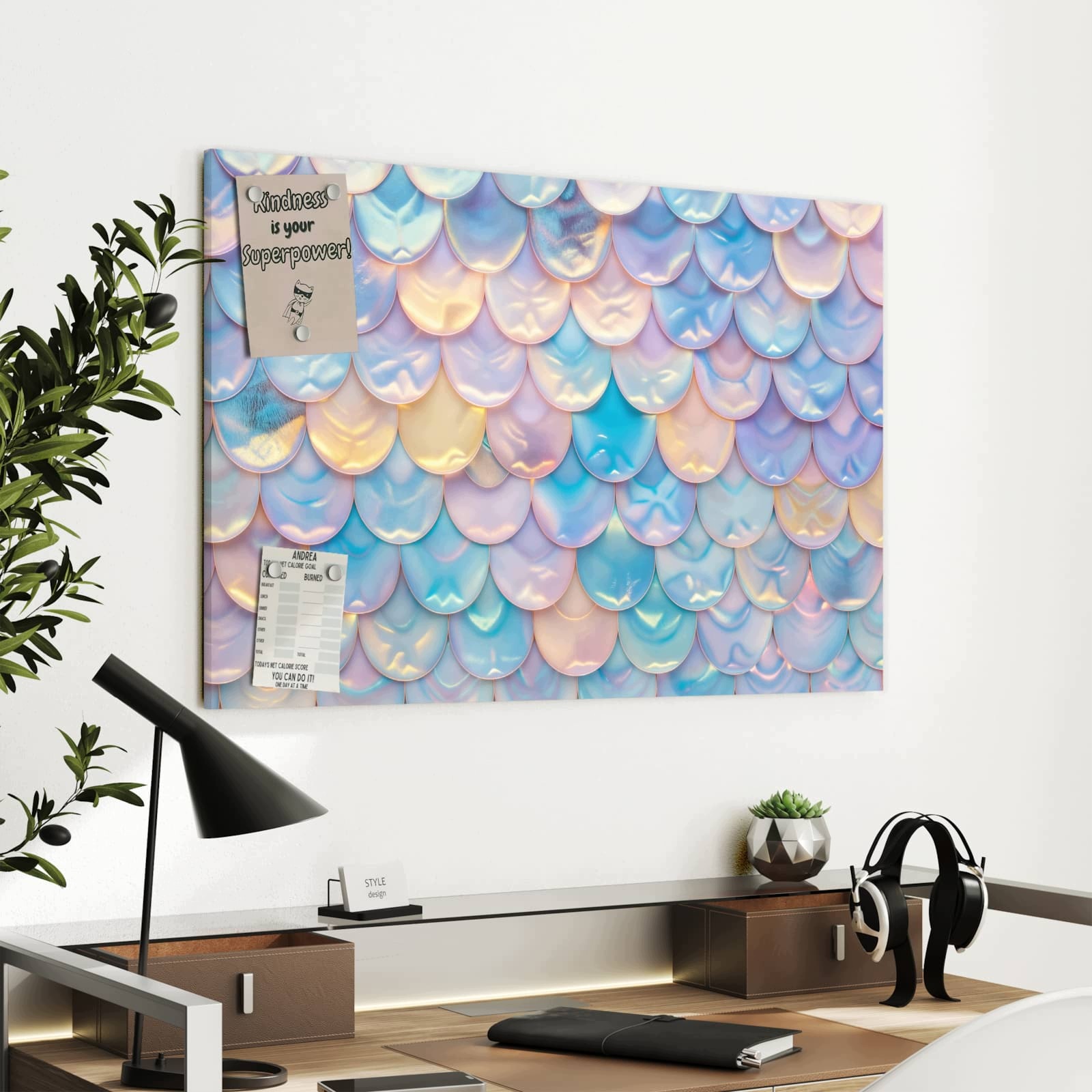 Magnetická tabule – obraz na zeď Pastelová směs šupin | 90 × 60 cm
