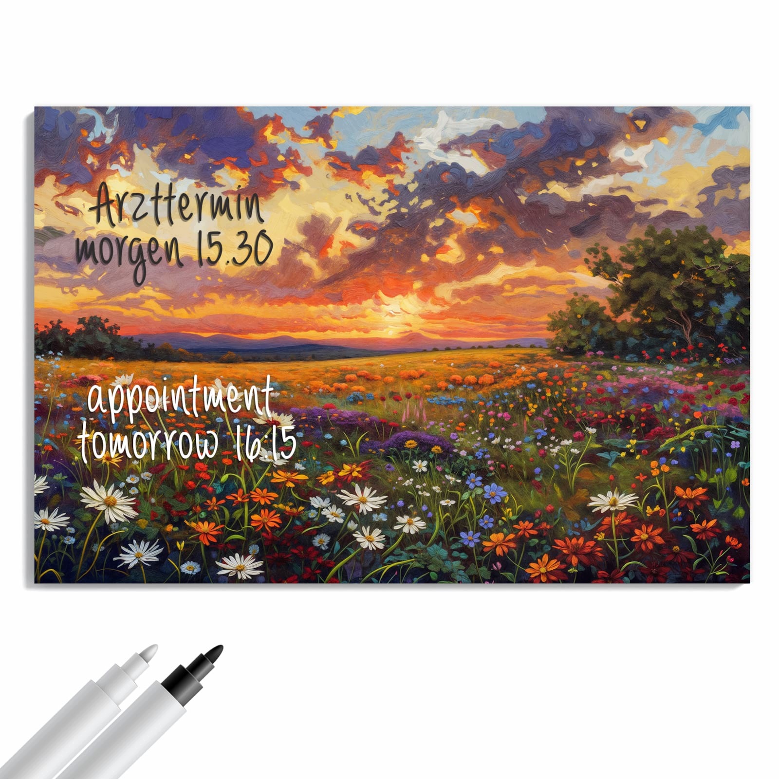 Magnetická tabule – obraz na zeď Květinová louka při západu slunce | 60 × 40 cm