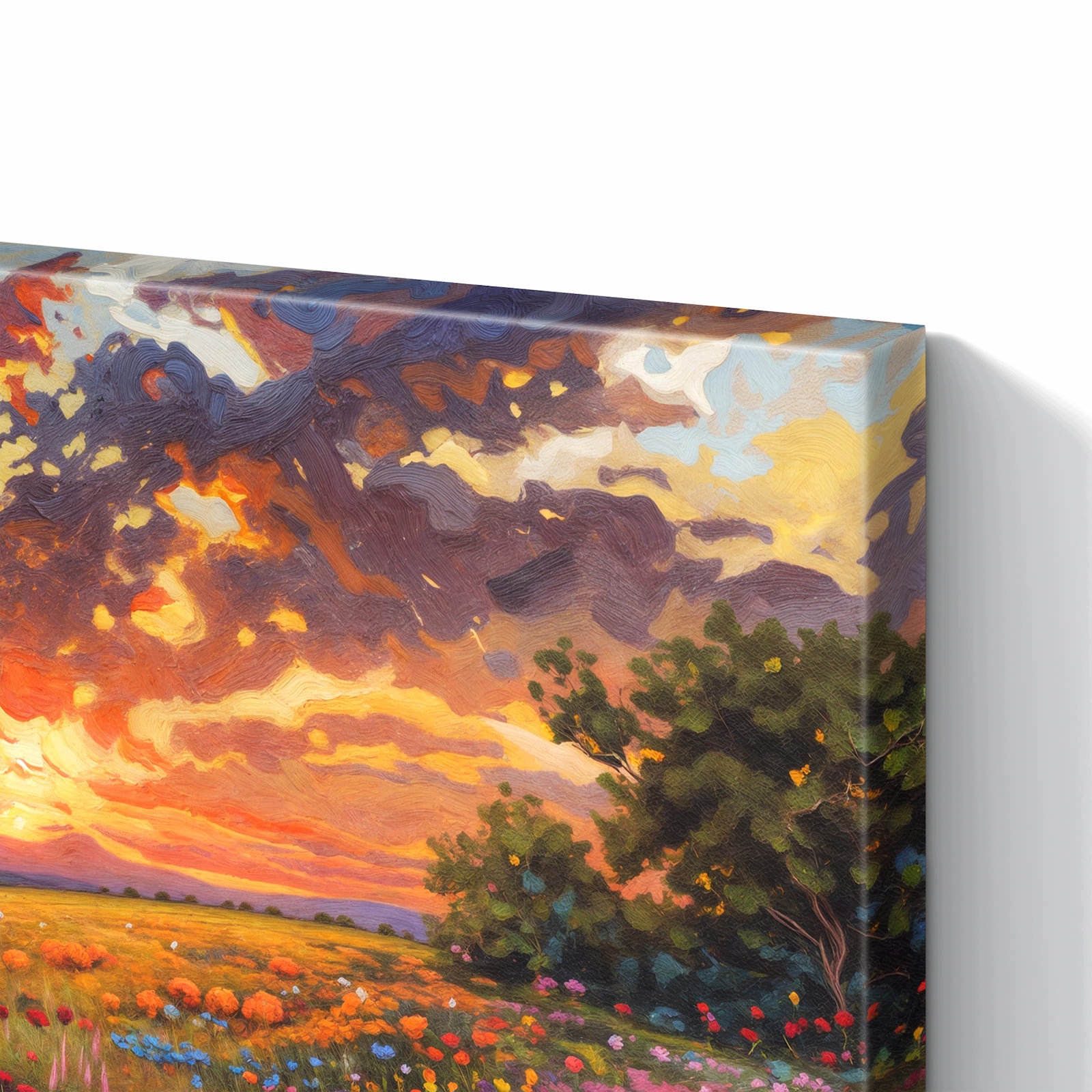 Magnetická tabule – obraz na zeď Květinová louka při západu slunce | 90 × 60 cm