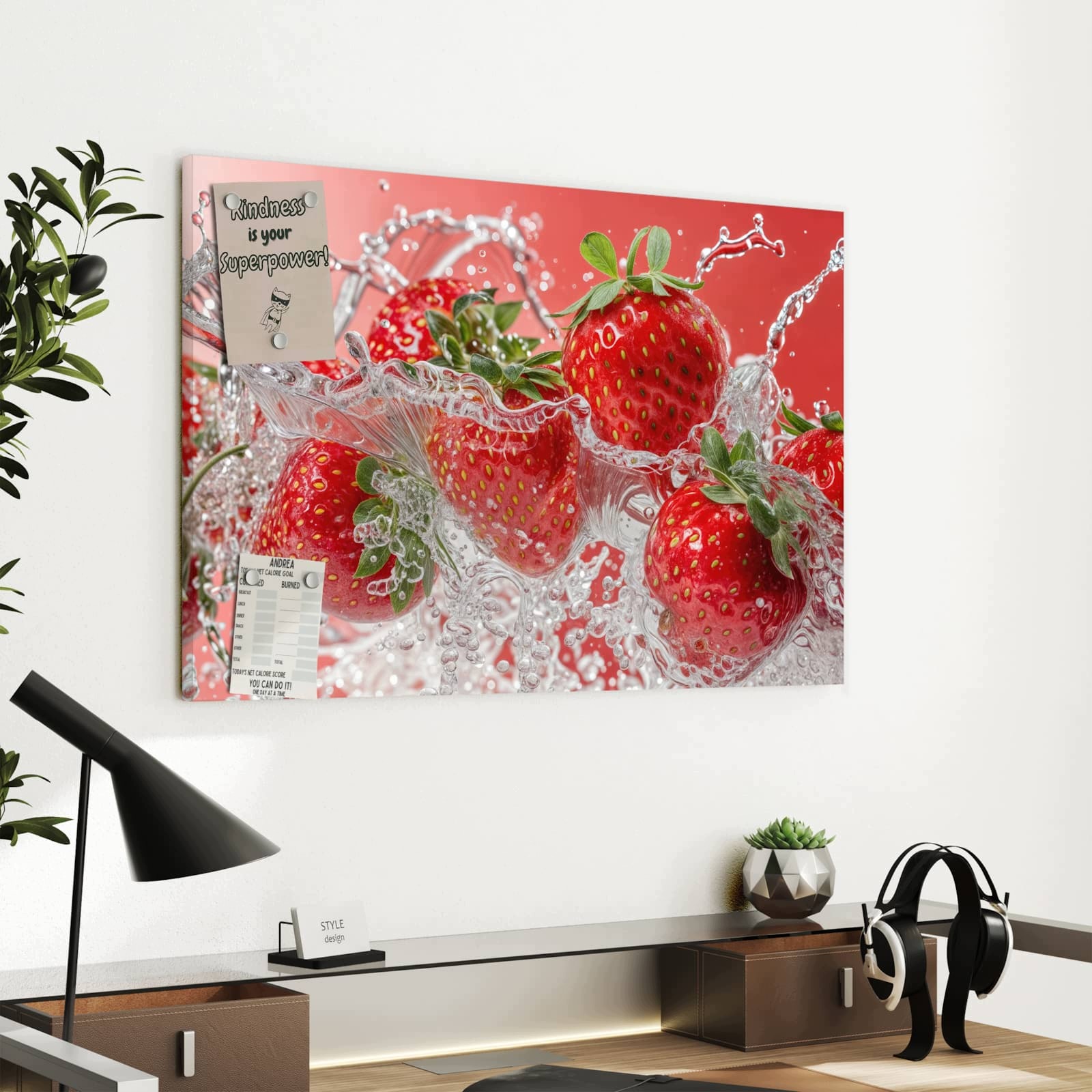Magnetická tabule – obraz na zeď Cákance jahod | 60 × 40 cm