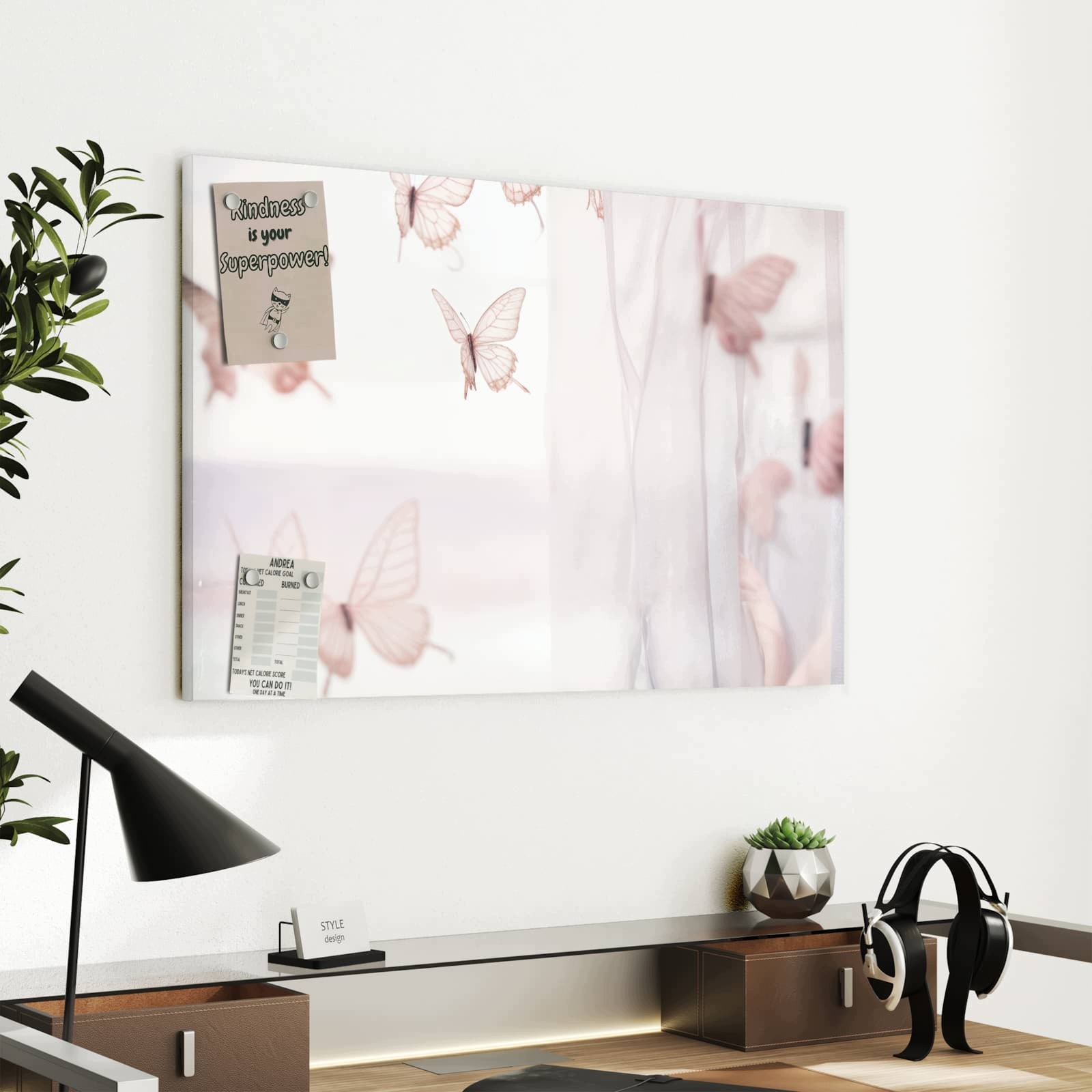 Magnetická tabule – obraz na zeď Motýli na závěsu | 60 × 40 cm