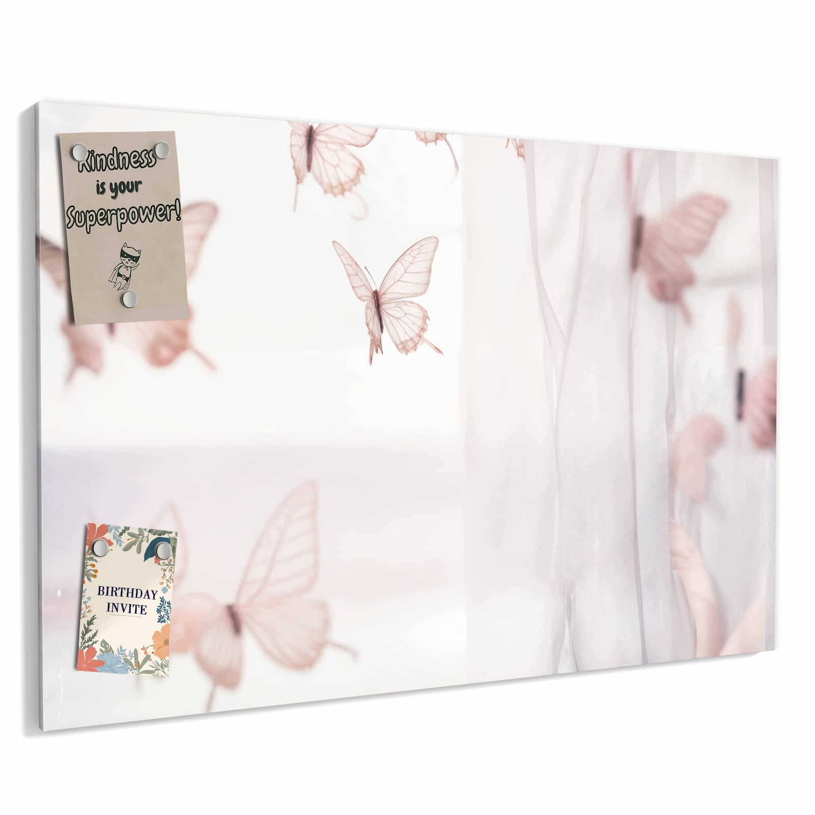 Magnetická tabule – obraz na zeď Motýli na závěsu | 90 × 60 cm