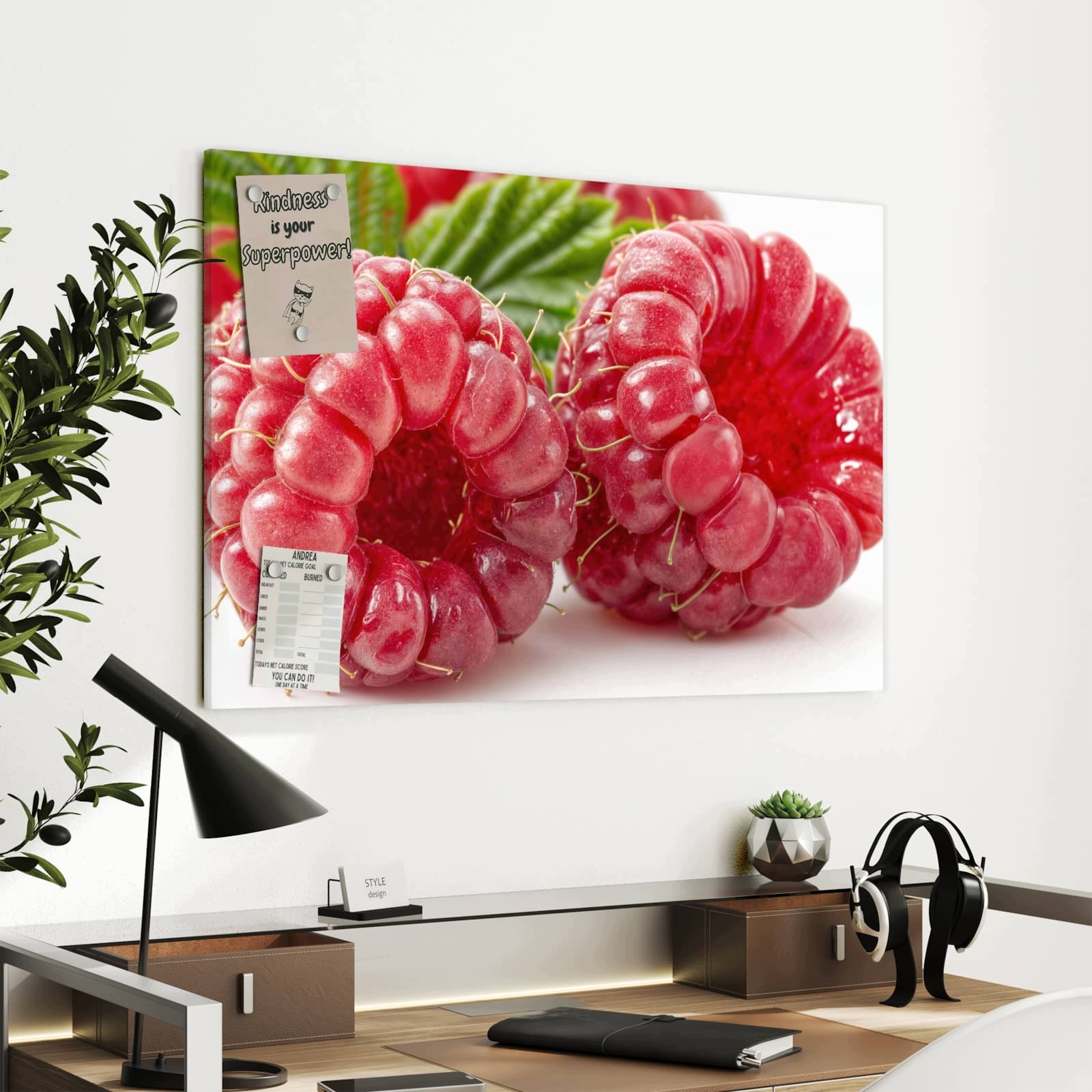 Magnetická tabule – obraz na zeď Šťavnaté maliny – detail | 90 × 60 cm