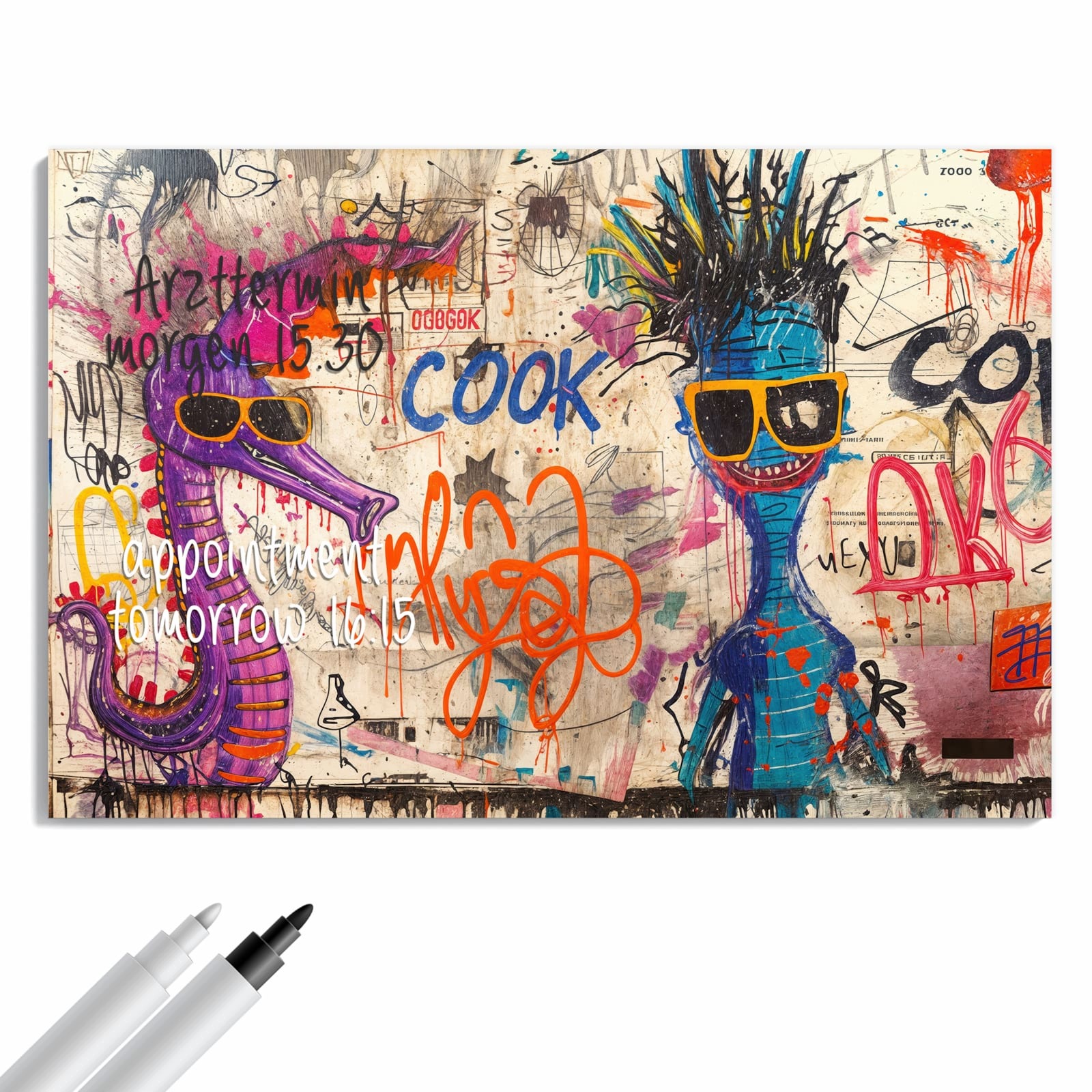 Magnetická tabule – obraz na zeď Graffiti zvířata | 90 × 60 cm